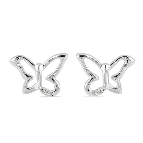 BUY NATURAL WHITE DIAMOND DOUBLE CUT GEMSTONE BUTTERFLY  EARRINGS IN 925 SILVER